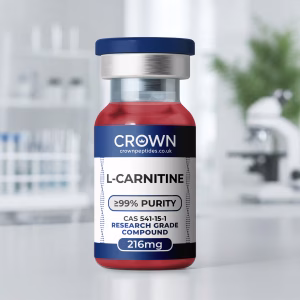 L-Carnitine (LC216) 216mg research compound vial, Crown Peptides UK
