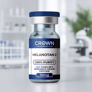 Melanotan 2 (MT-2) 10mg research peptide vial, Crown Peptides UK